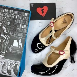 John Fluevog Patent Oxford Black & White Heels